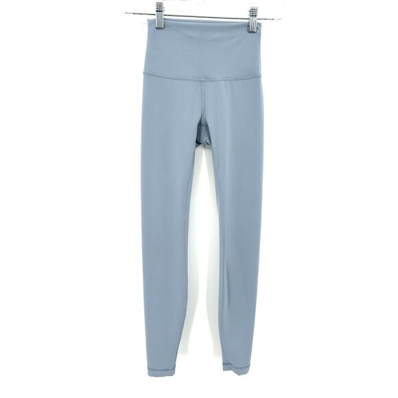 LULULEMON Chambray Blue Wunder Train High Rise Workout Athletic Ankle Leggings 2 - Picture 4 of 10